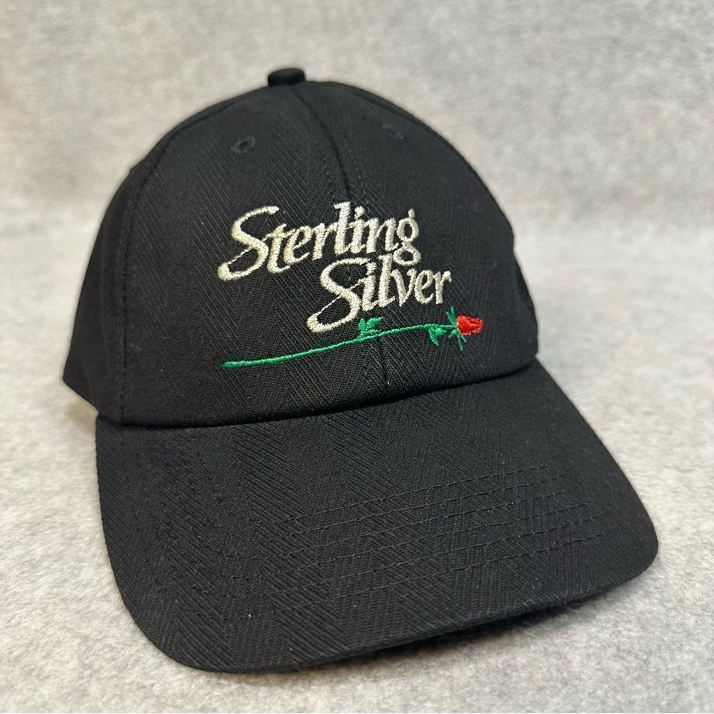 Sterling Silver Golf Hat OSFA Black Rose Strapback Casual Activewear Golf Legend